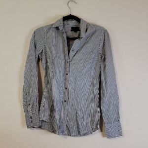 J. Crew Black and White Vertical Stripe Dress Shirt